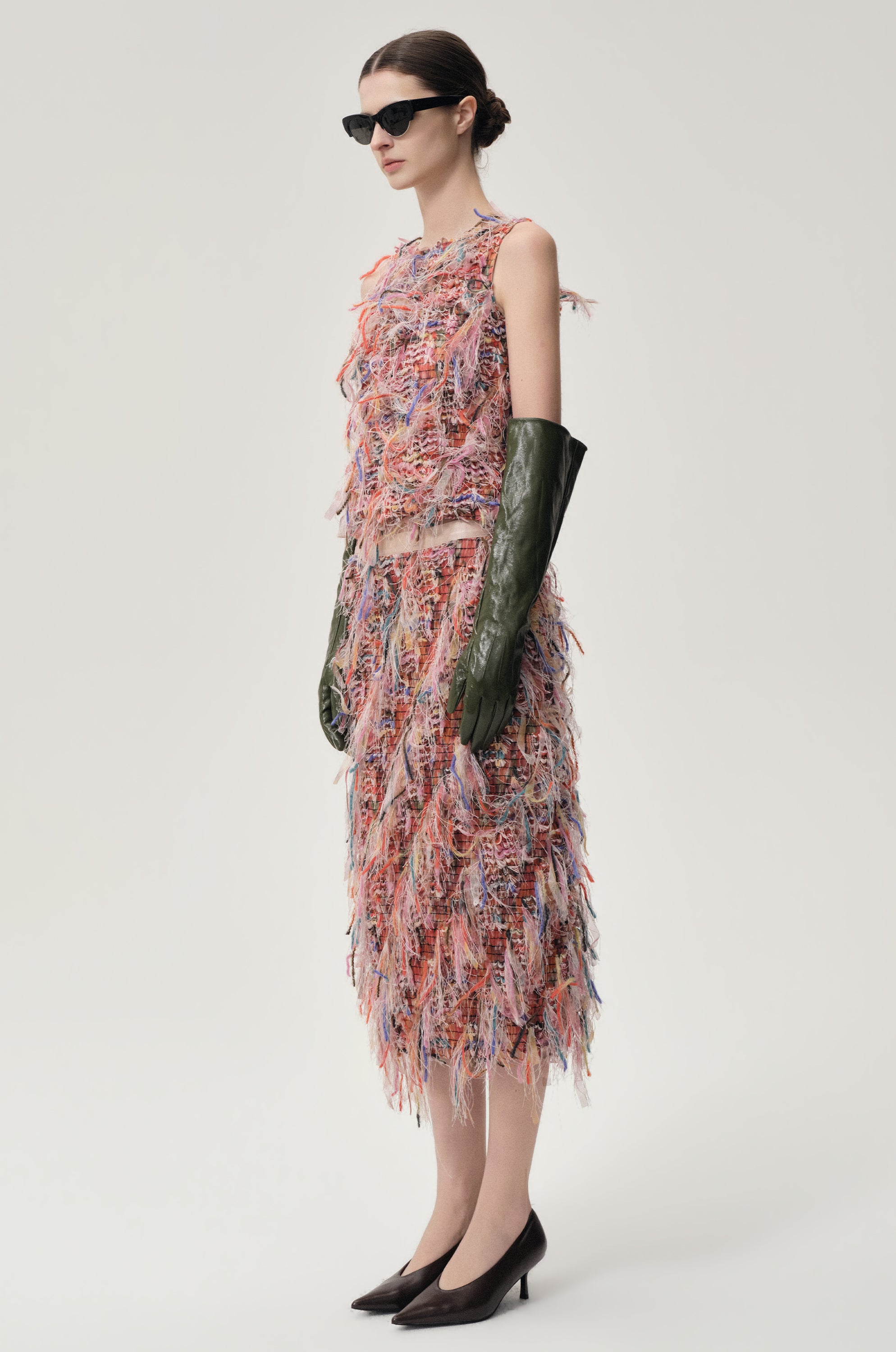 Julie Fringed Midi Skirt Pink