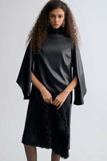 Waxed Slouch-neck Dress