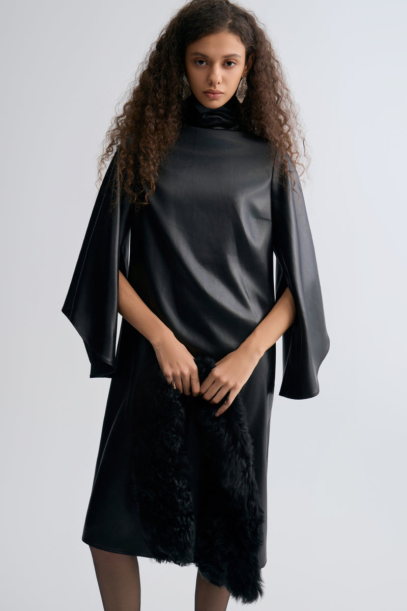 Waxed Slouch-neck Dress