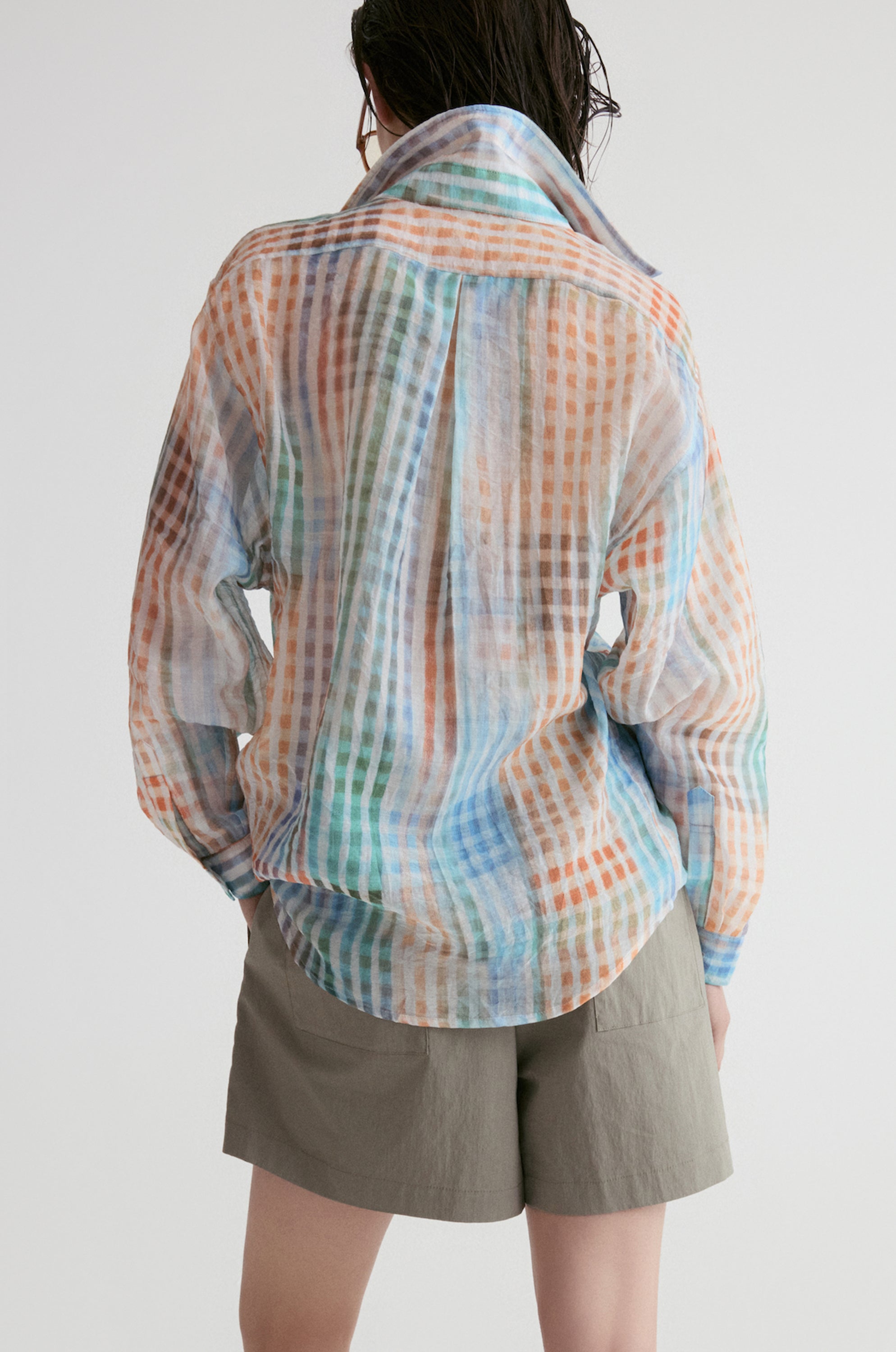 Amalfi Checked Sheer Oversize Shirt