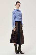 Double-layer Collar Shaped Shirt Sky Blue/White