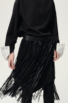 Fringed Leather Belt Black