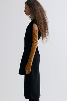 Knot-detail Knitted dress in Merino Wool Black
