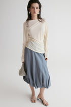 Luma Sheer Draped Top-Vanilla