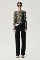 Metallic Silk Elastic Gathered Blouse Gold