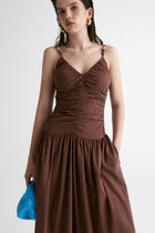Tuscany Drape Cami Dress-Crimson