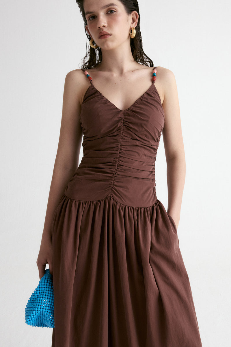Tuscany Drape Cami Dress-Crimson