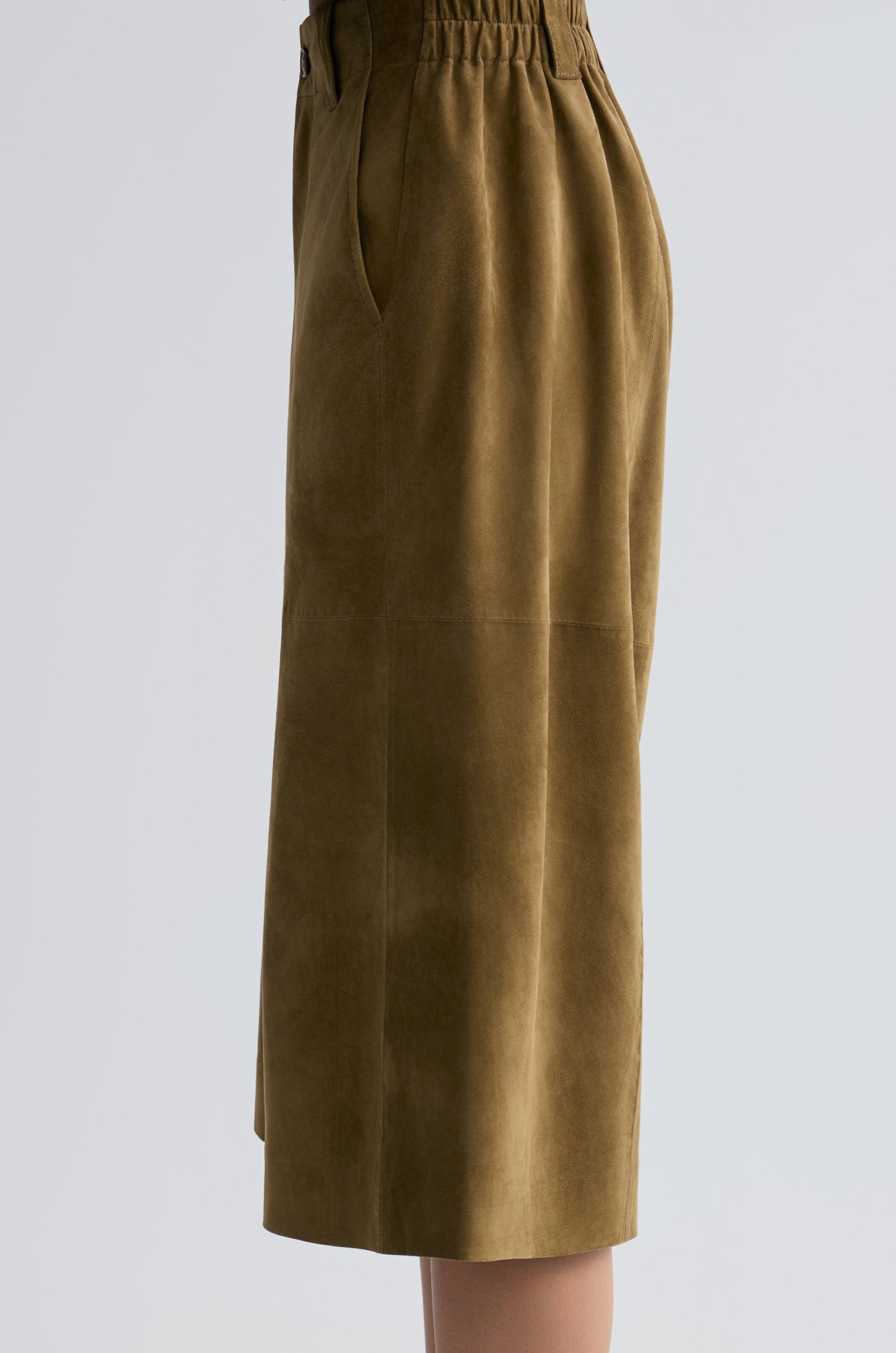 Long Suede  Bermuda Shorts