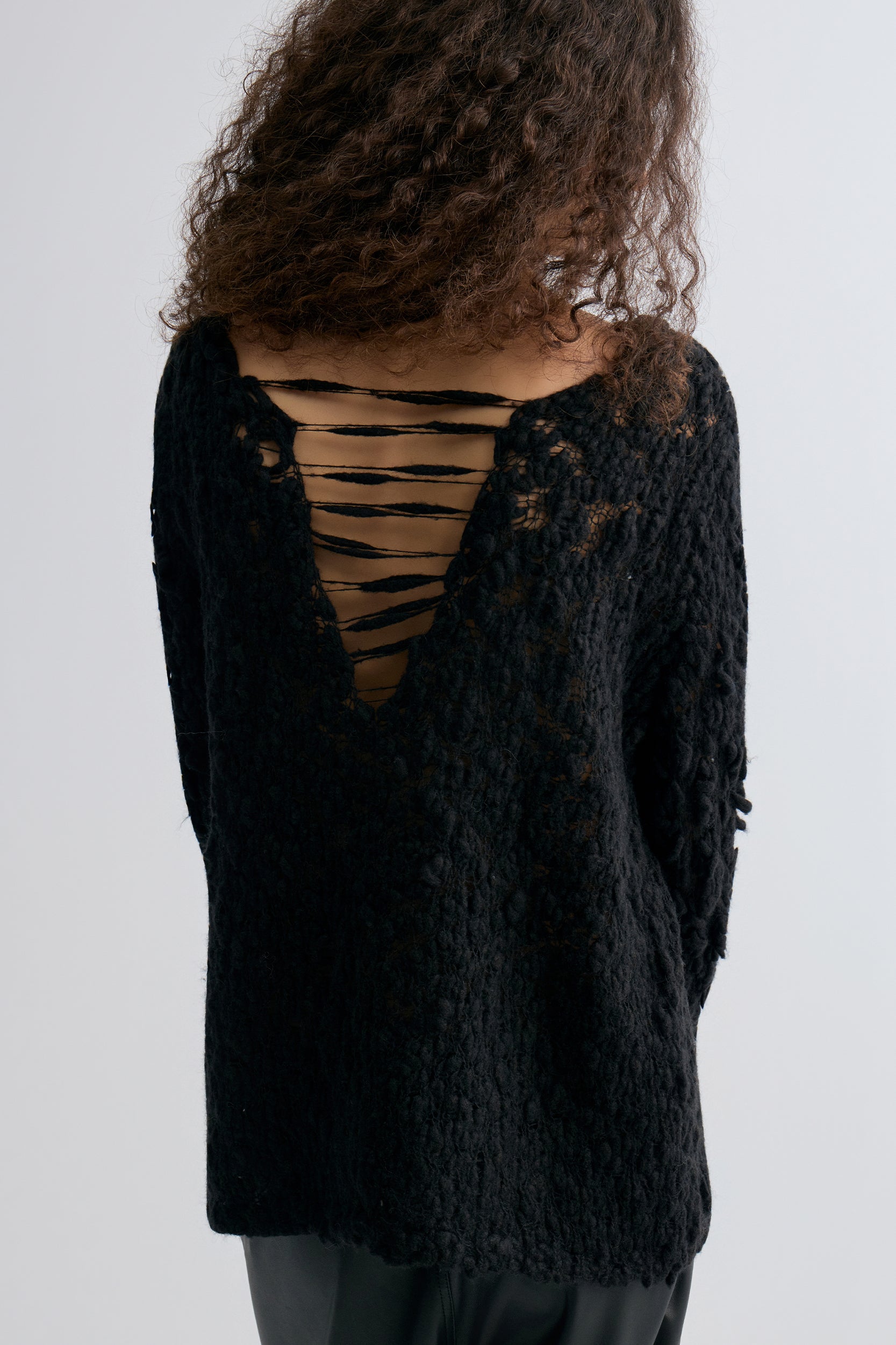 Textured Chunky-knit Sweater Black