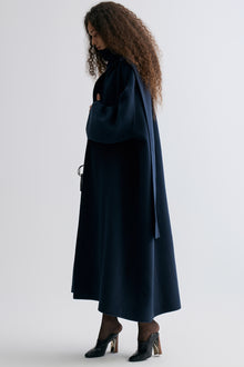 Oversized Double-faced Scarf Coat Navy