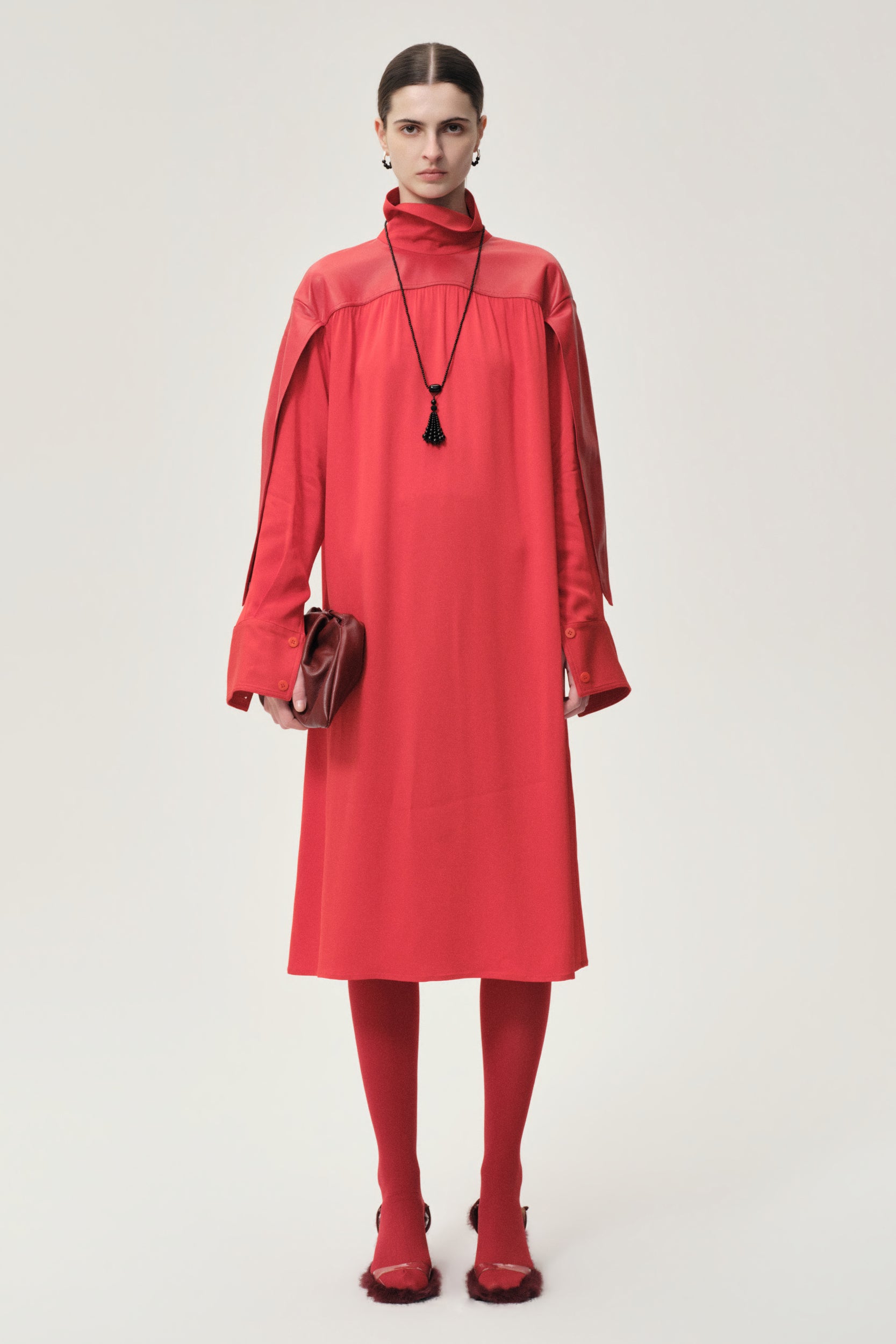 Leather Gathered Dress Grenadine