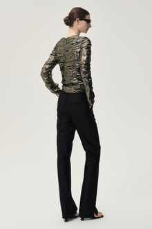 Cigarette Leg Trousers in Silk and Wool Black