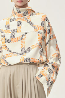 Printed Reversed Collar Shirt Ivory
