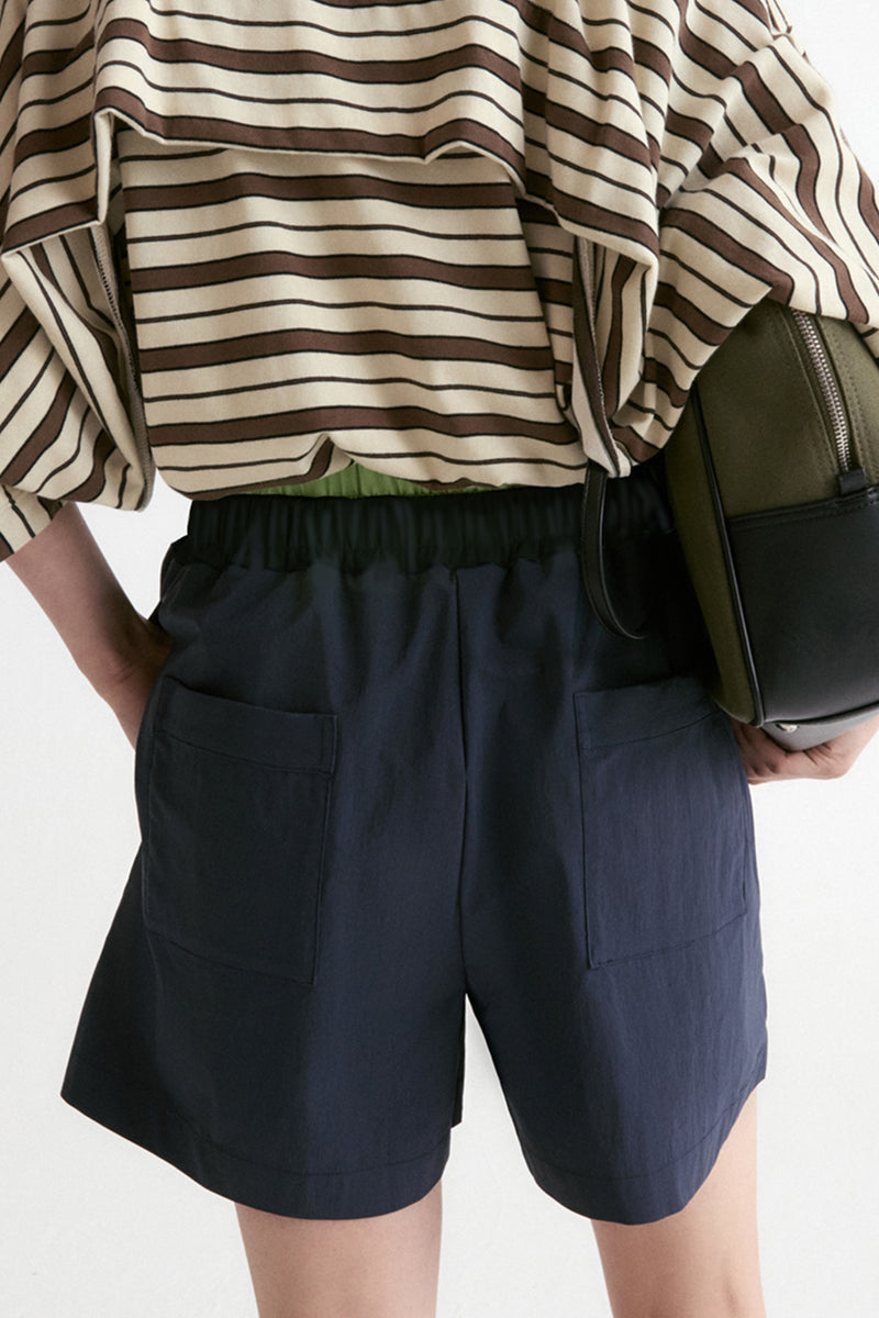 Double Waist Short-Navy