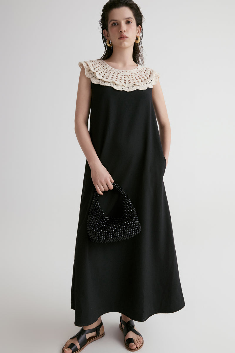 Majorelle Hand-Crochet Collar Dress
