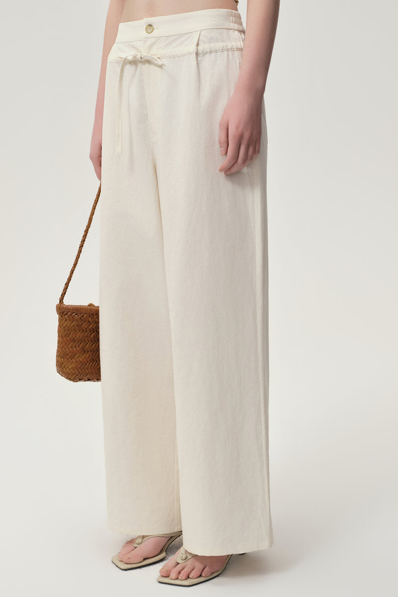 Ibiza Double Waist Trousers Ivory