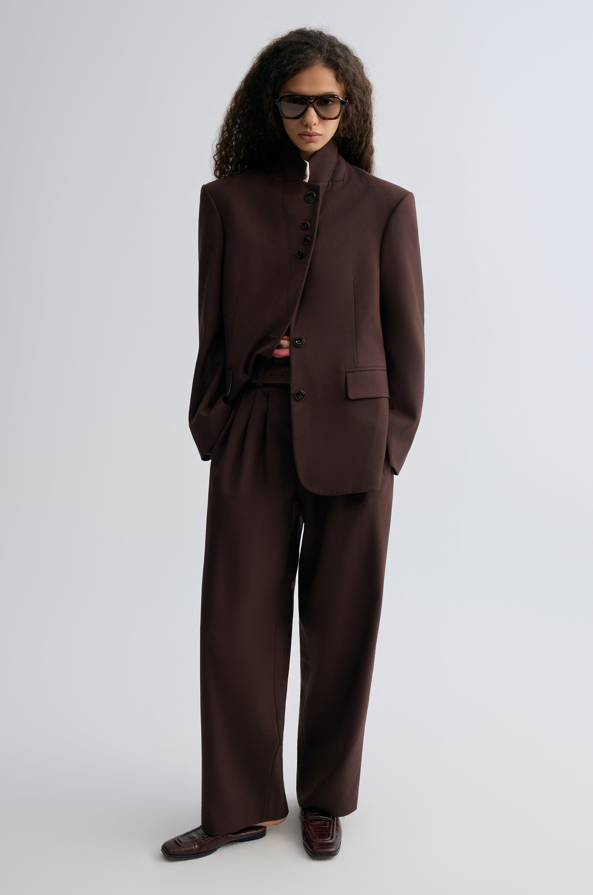 Boxy Single-Breasted Blazer Almandine
