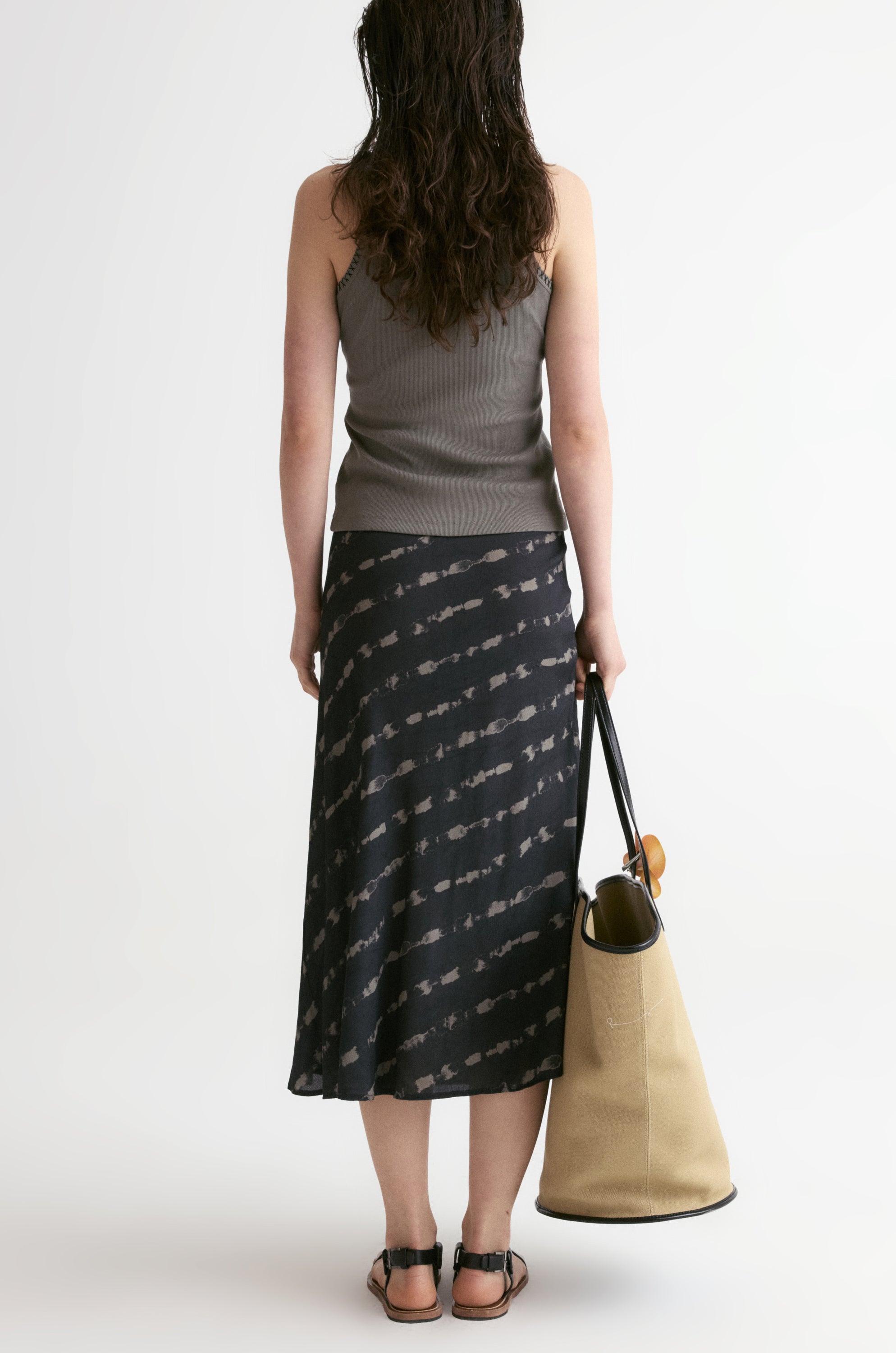 Hand-drawn Stripe Midi Skirt