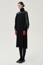Leather Gathered Dress Black