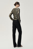 Cigarette Leg Trousers in Silk and Wool Black