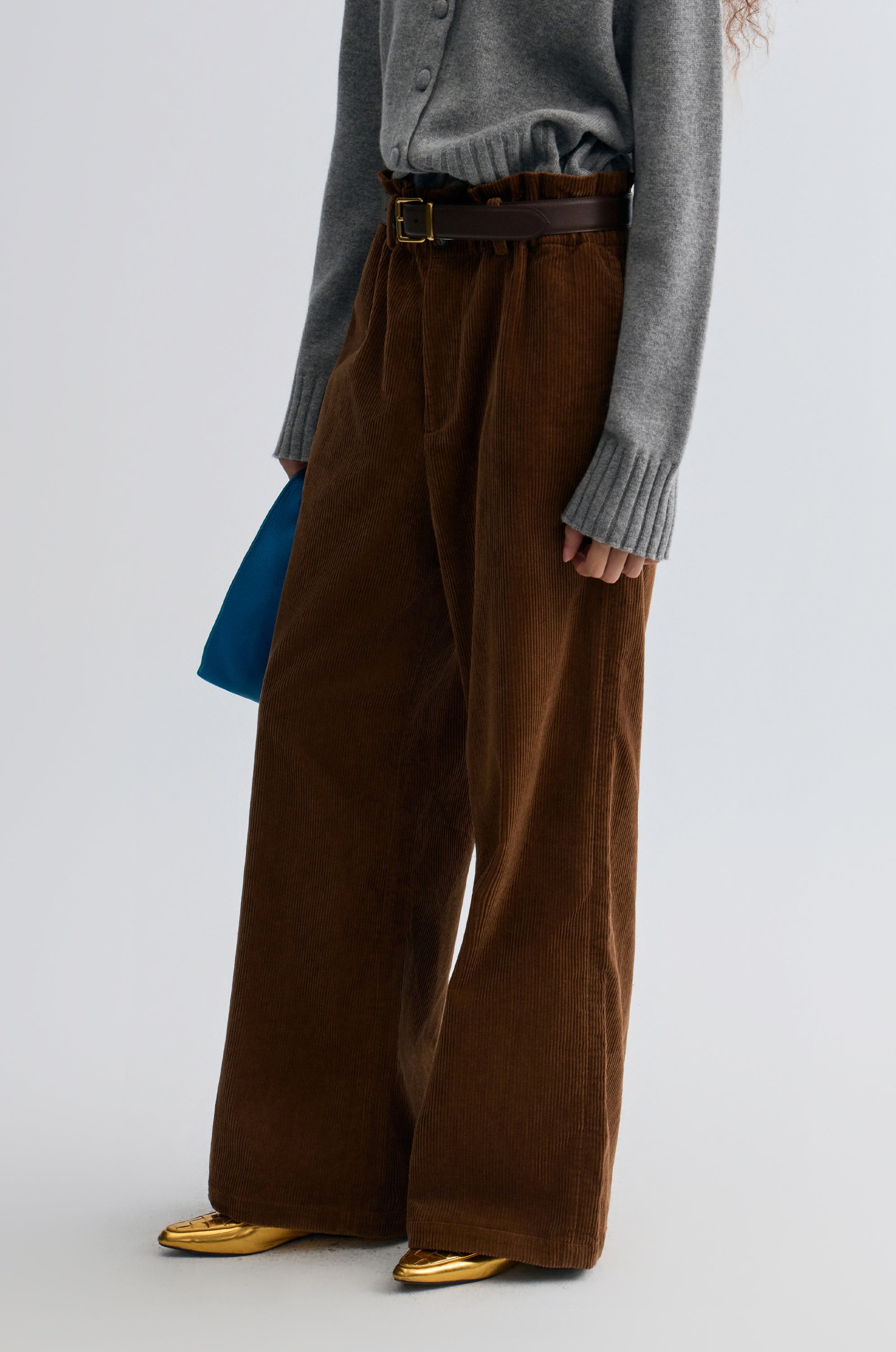 Corduroy Wide-leg Trousers Cocoa Brown