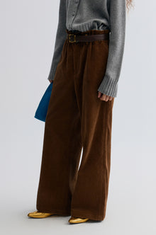 Corduroy Wide-leg Trousers Cocoa Brown