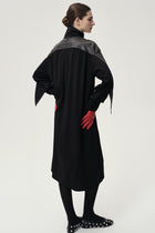 Leather Gathered Dress Black