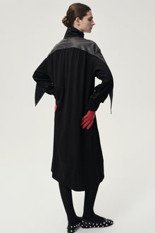 Leather Gathered Dress Black