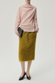 BOUCLÉ Mohair Midi Skirt Olive