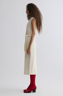 Knot-detail Knitted dress in Merino Wool Cream