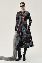 Printed Draped-waist Dress Multi