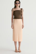 Rib Two-tone Skirt-Peach