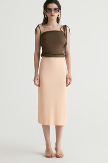 Rib Two-tone Skirt-Peach