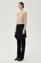 Stud-embellished Mesh Top Nude