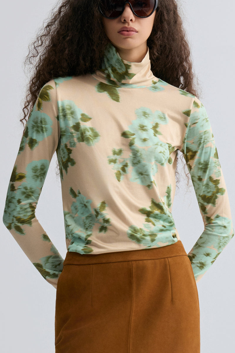Rosetta Long Sleeve Turtleneck Top Beige