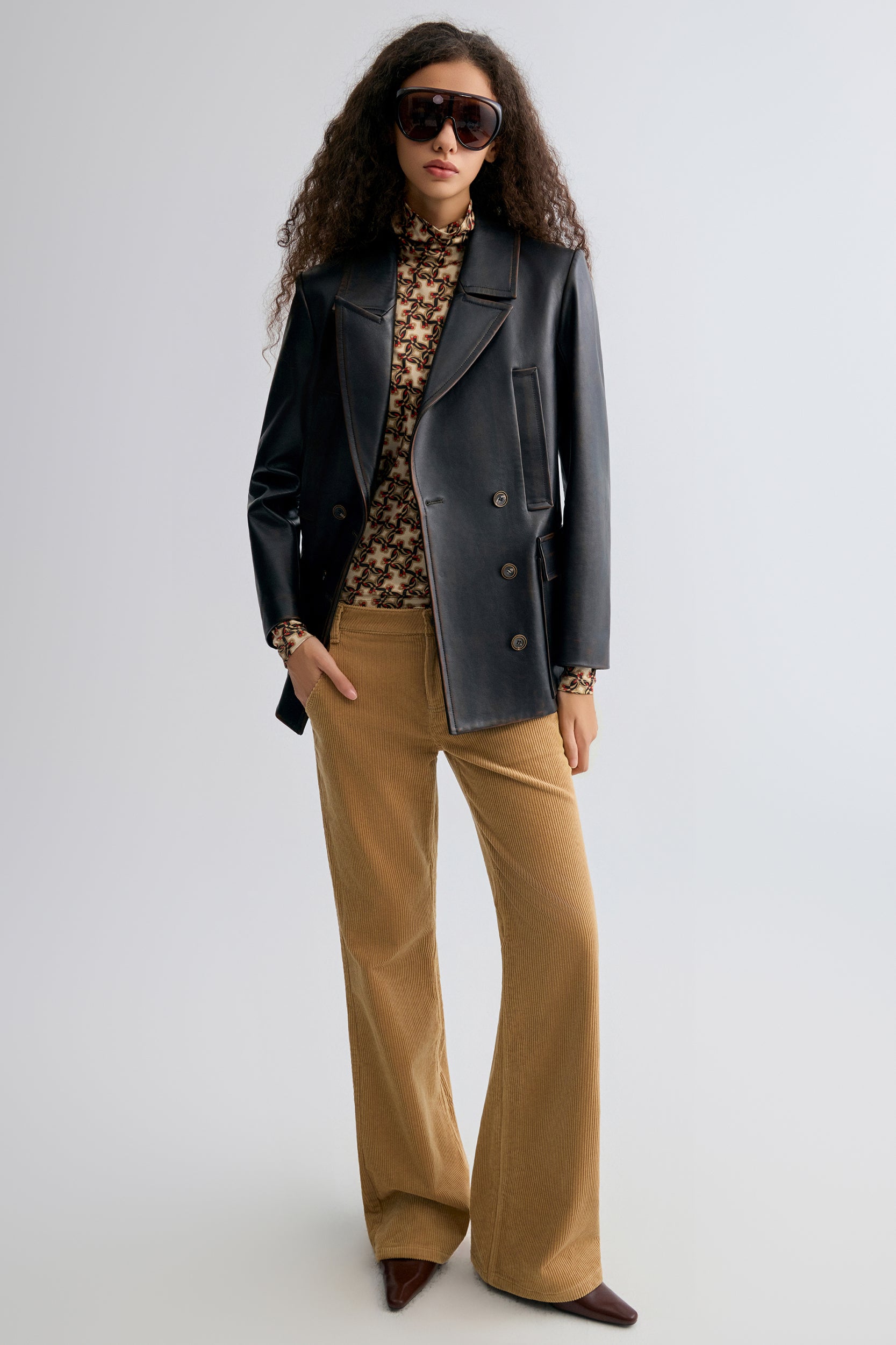 Double breasted Leather Jakcet | Front Row Shop