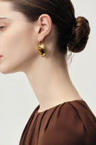 Gold-tone tiger's eye drop earrings