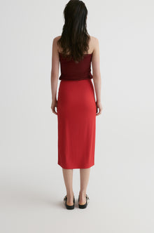 Rib Two-tone Skirt-Red