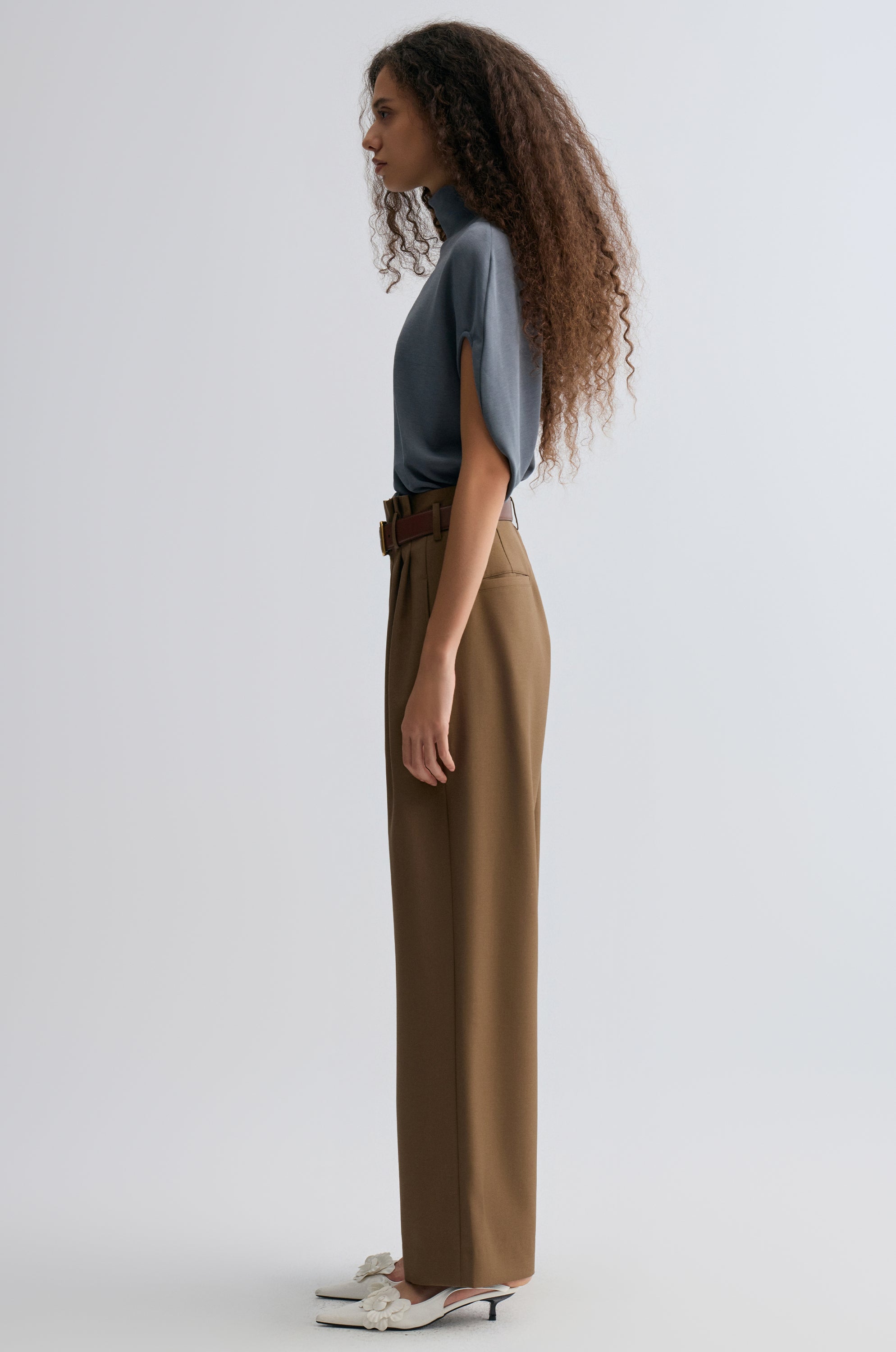 Relaxed Gabardine Trousers Pepper