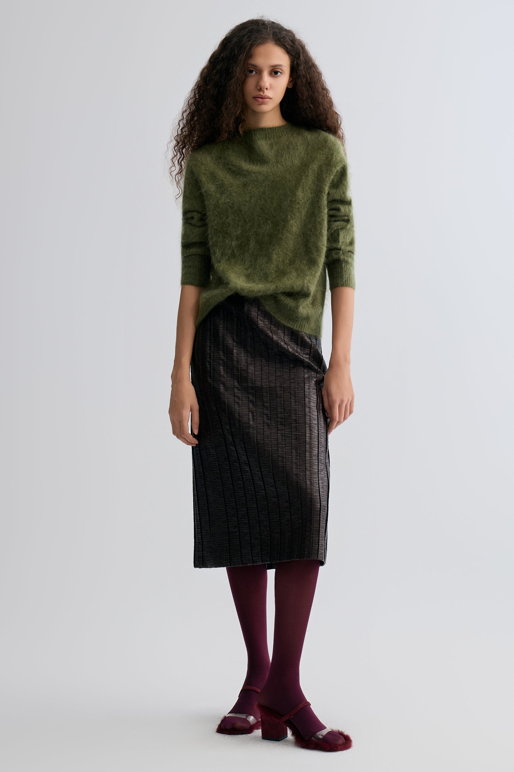 Plush Boxy  Brushed Cashmere Sweater Moutain Green