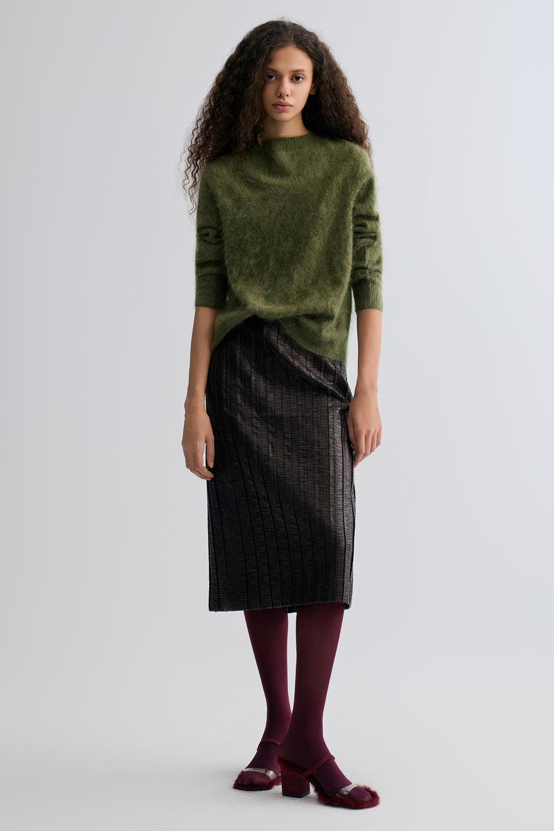 Plush Boxy  Brushed Cashmere Sweater Moutain Green