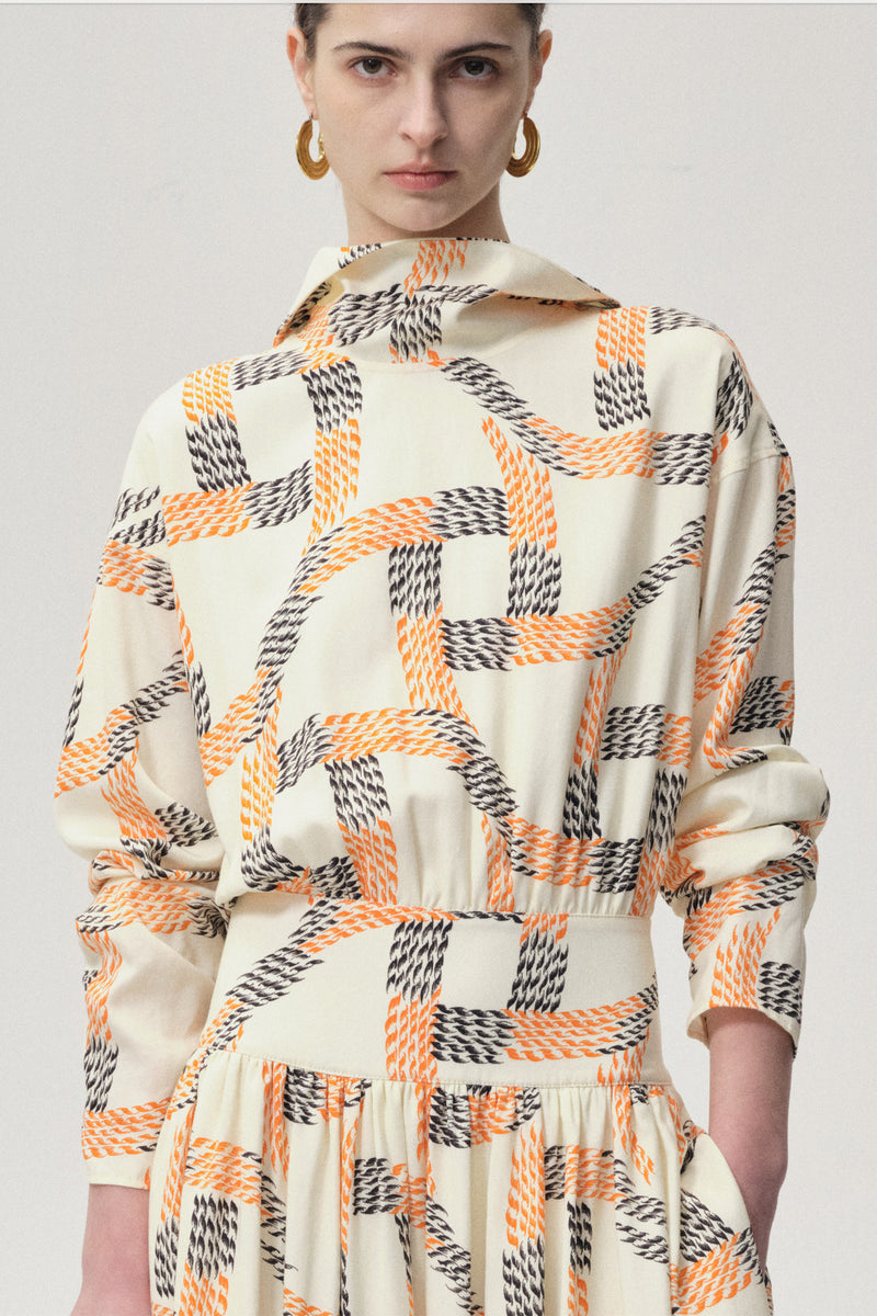 Printed Trompe-L'Ceil Dress Multi