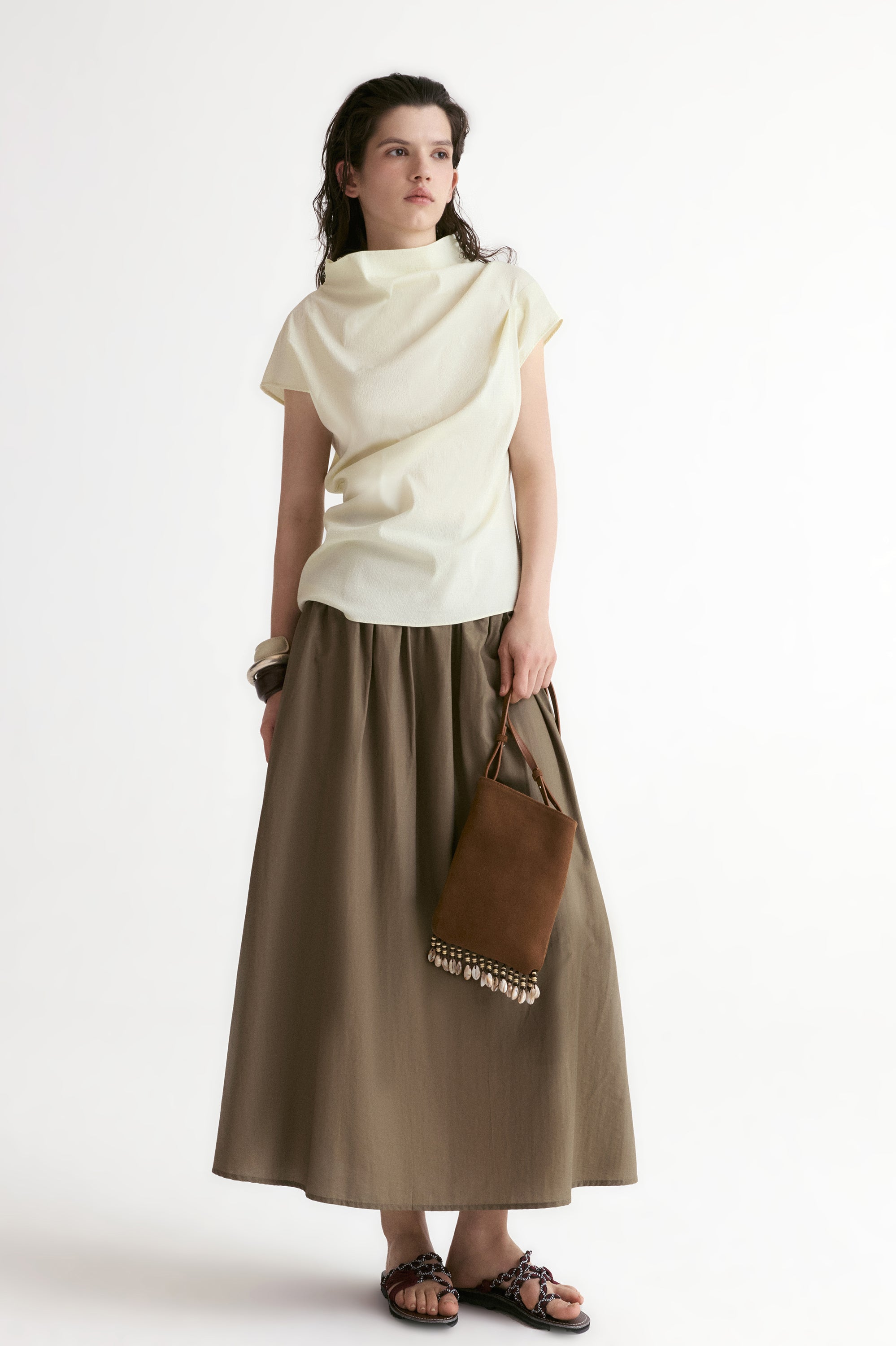 Provence Draped Shirt-Vanilla