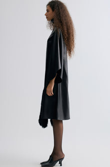 Waxed Slouch-neck Dress