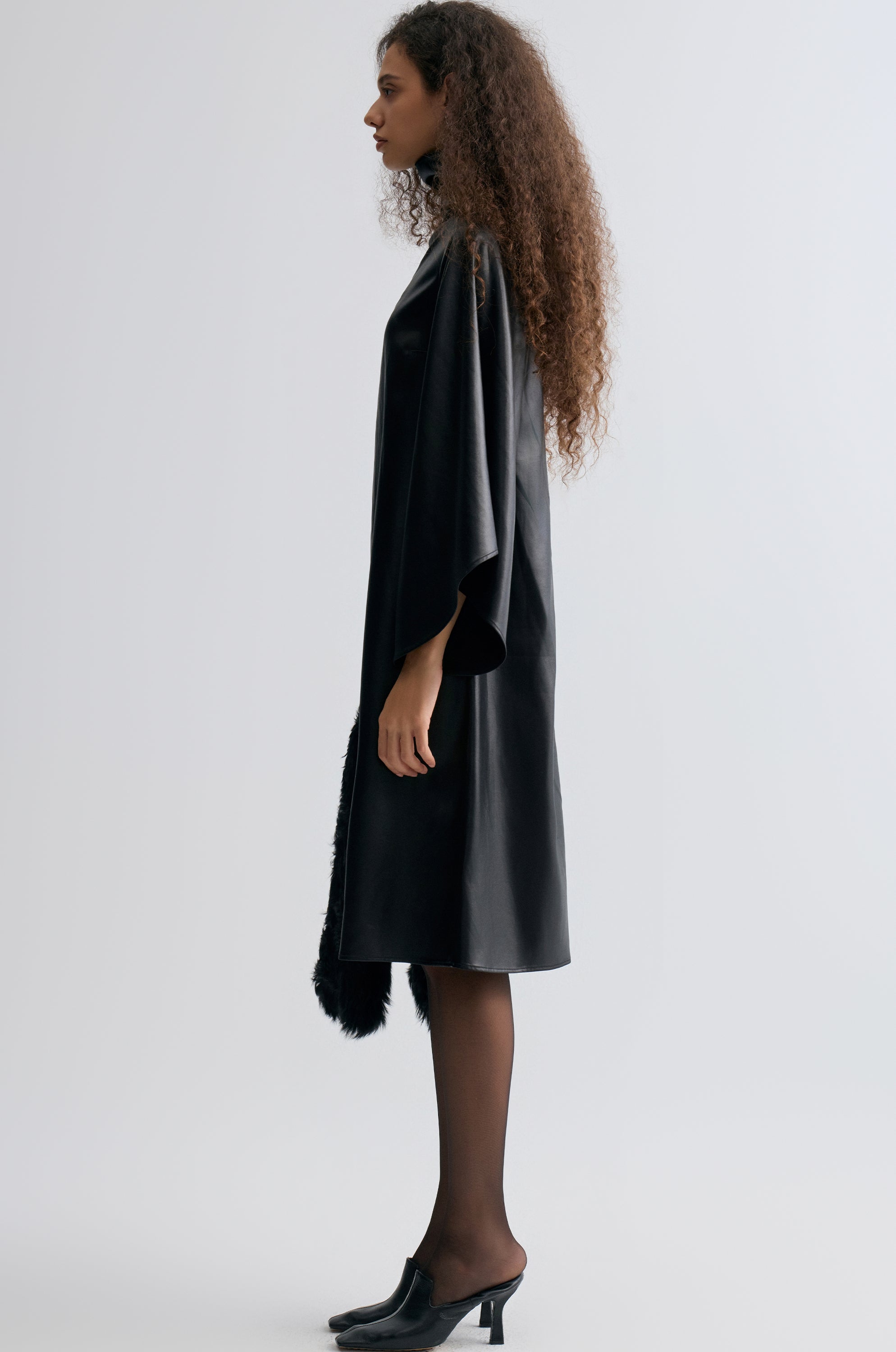 Waxed Slouch-neck Dress