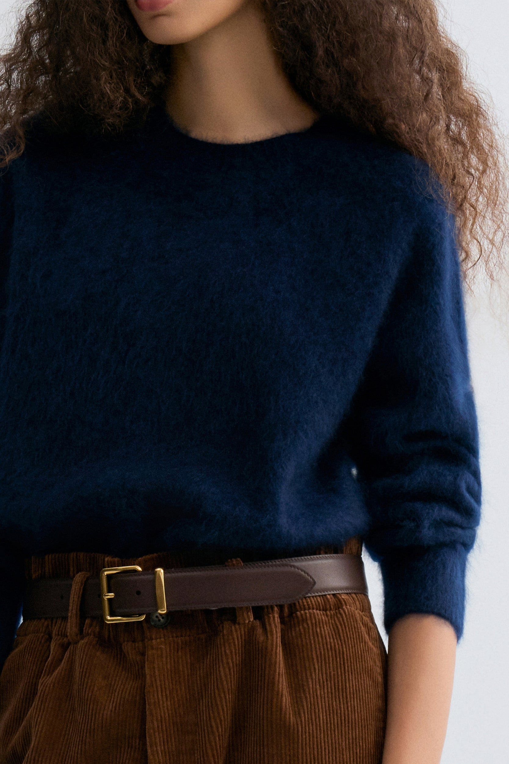 Buttery Boxy Brushed Wool Sweater Navy