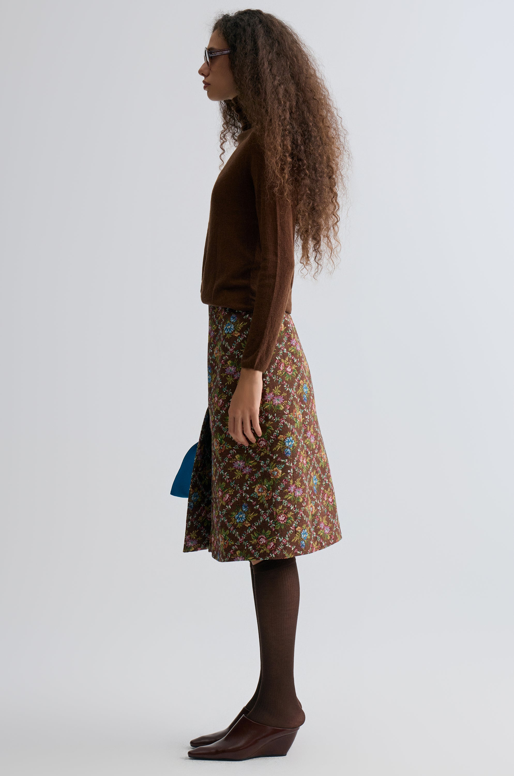 Retrobloom Jacquard Skirt Chocolate