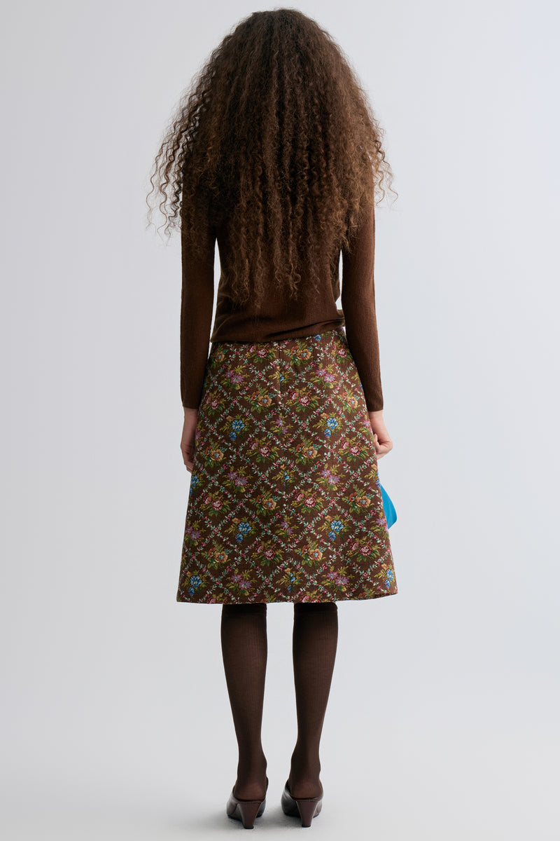 Retrobloom Jacquard Skirt Chocolate