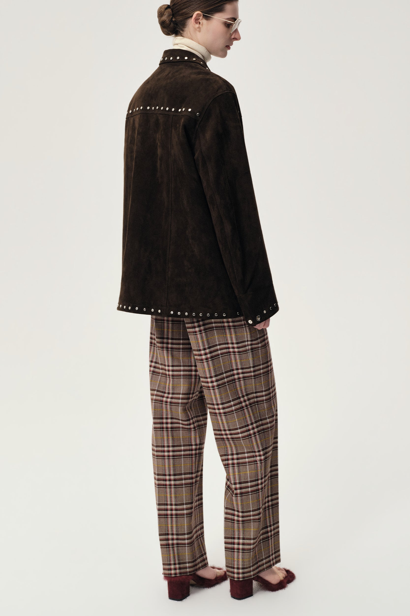 Check Wool Trousers Espresso