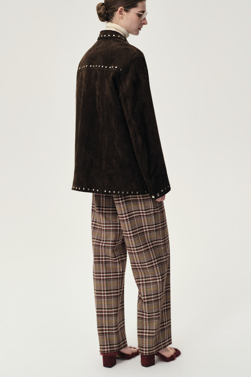 Check Wool Trousers Espresso